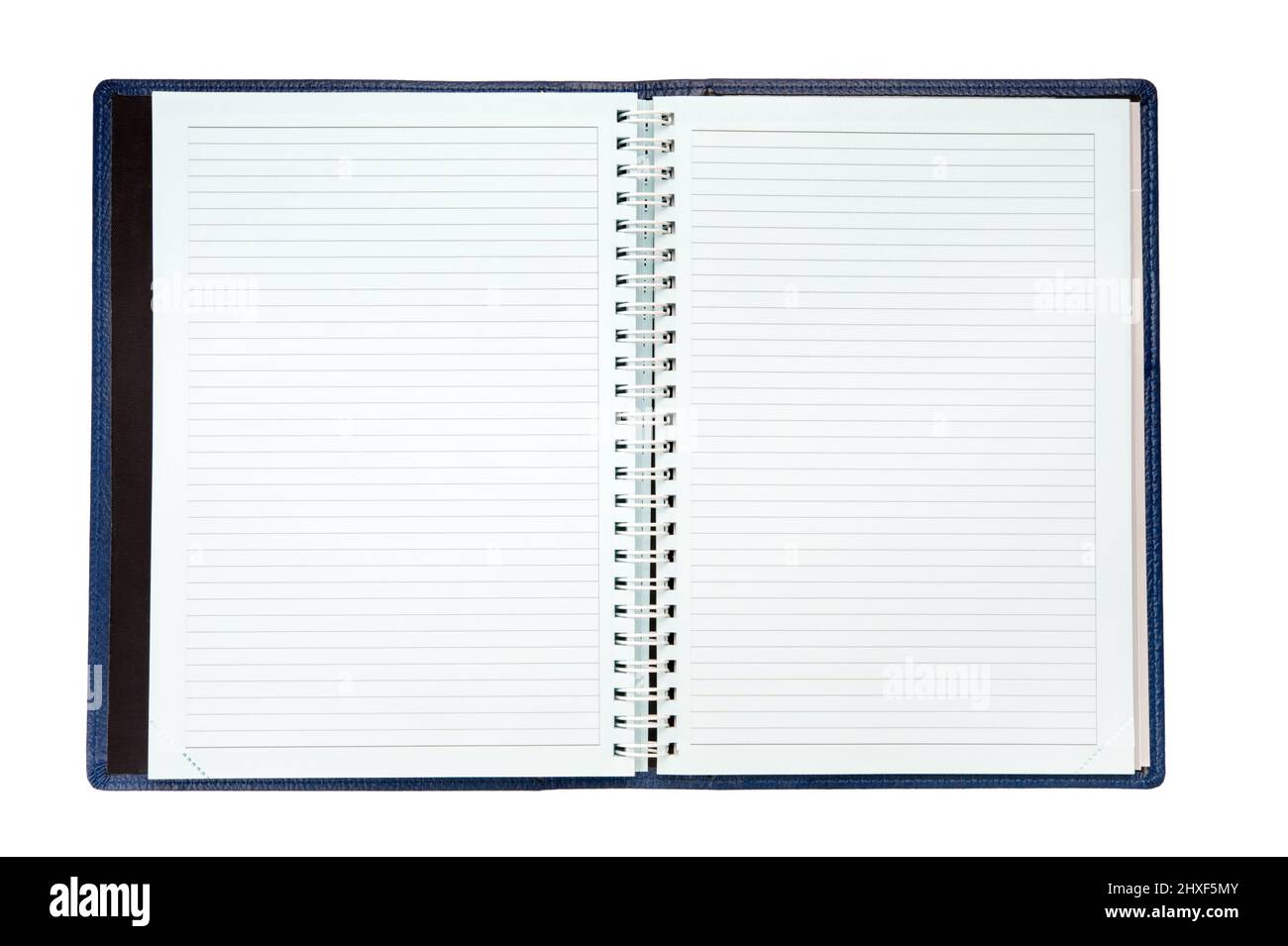 Una spirale aperta notebook con pagine vuote. Foto Stock