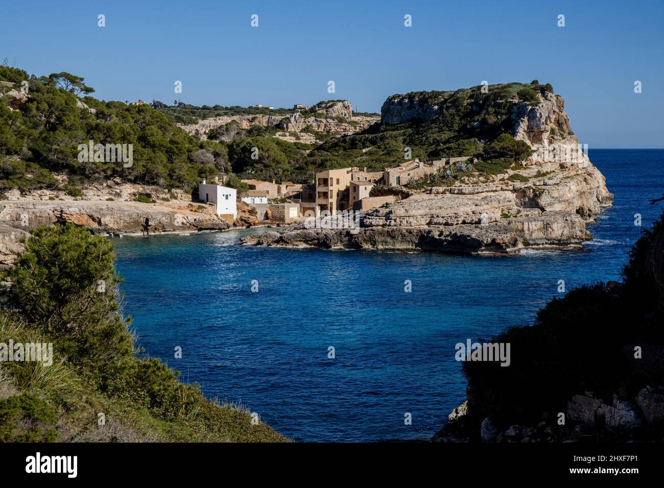 S Almonia Cove, Santanyi, Mallorca, Isole Baleari, Spagna. Foto Stock