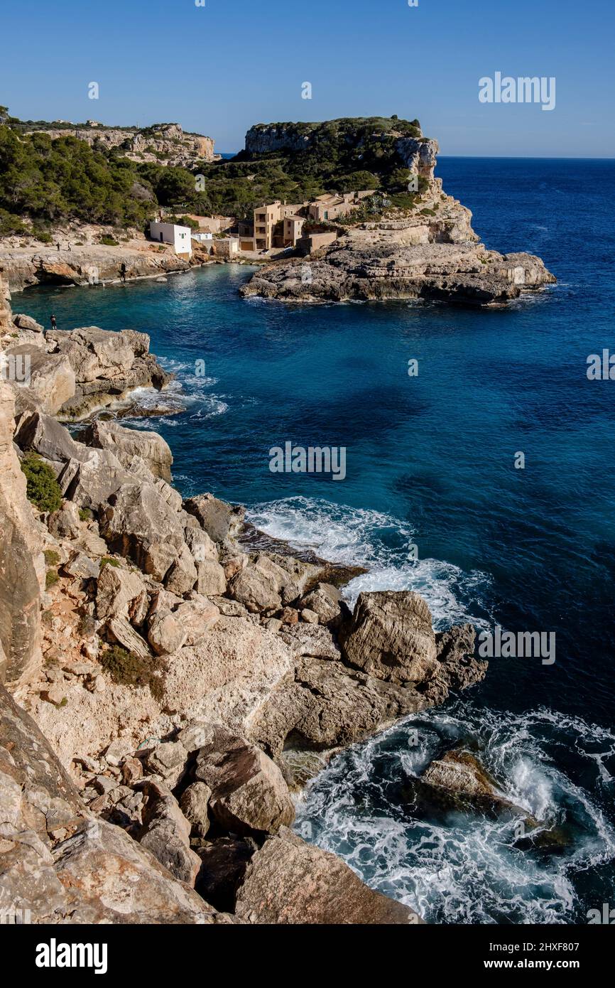 S Almonia Cove, Santanyi, Mallorca, Isole Baleari, Spagna. Foto Stock