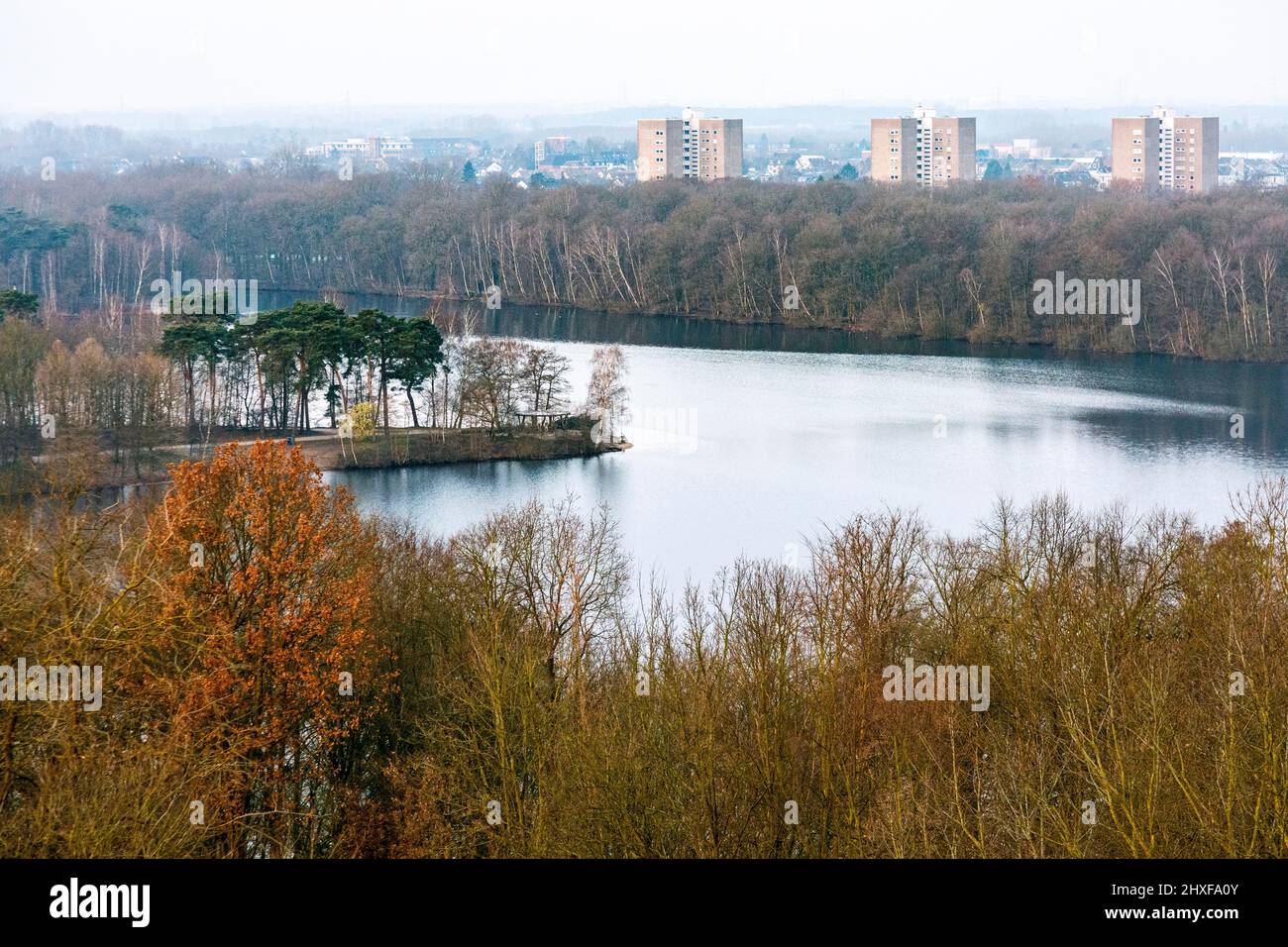 Sechs-seen-Platte a Duisburg-Wedau, Shelter al Wildforstersee Foto Stock