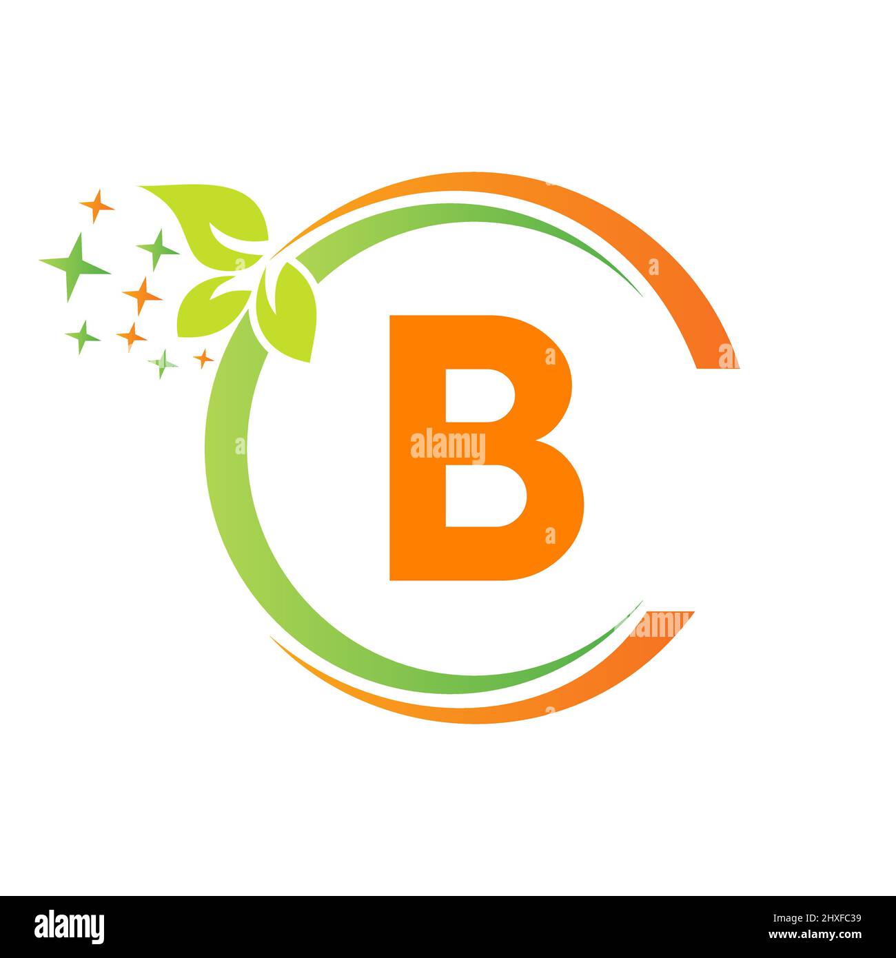 Logo per la pulizia della casa sul disegno della lettera B. Aspirapolvere modello con logo per il servizio di pulizia della casa di servizio Letter B, secchio, logo per la pulizia della molla Illustrazione Vettoriale