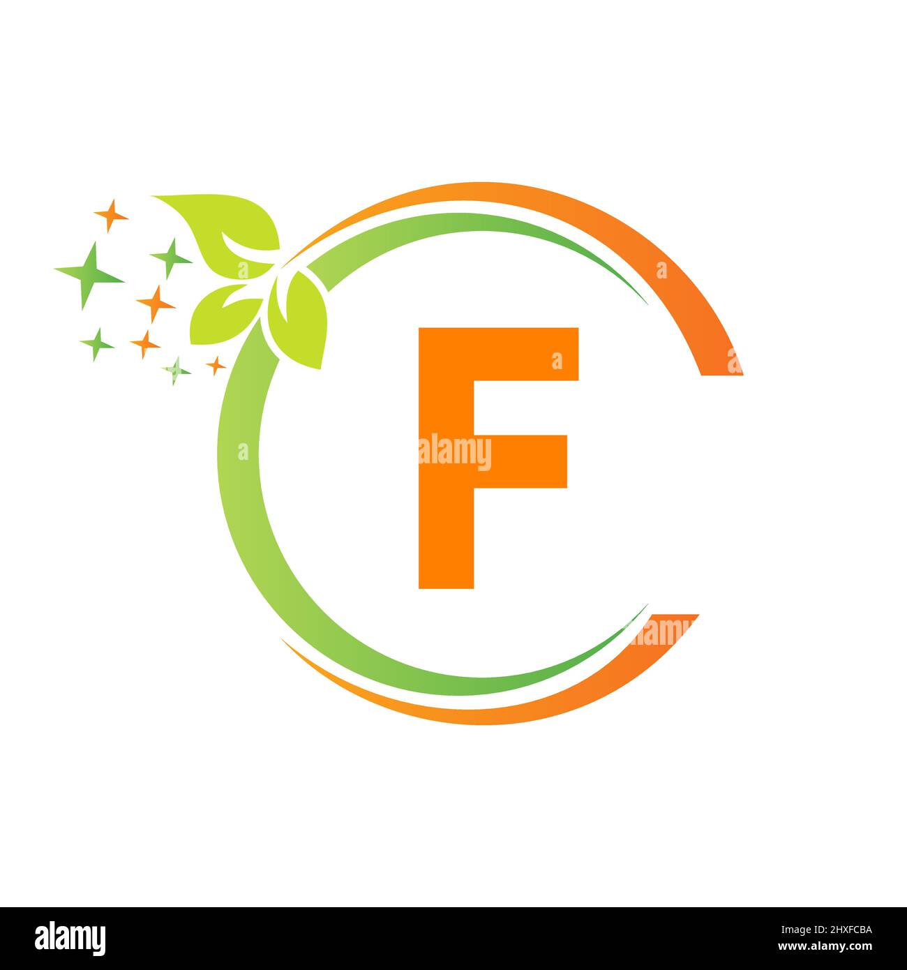 Logo per la pulizia della casa su F Letter Design. Modello di logo per il servizio di pulizia della casa di servizio Letter F aspirapolvere, secchio, logo per la pulizia della molla Illustrazione Vettoriale