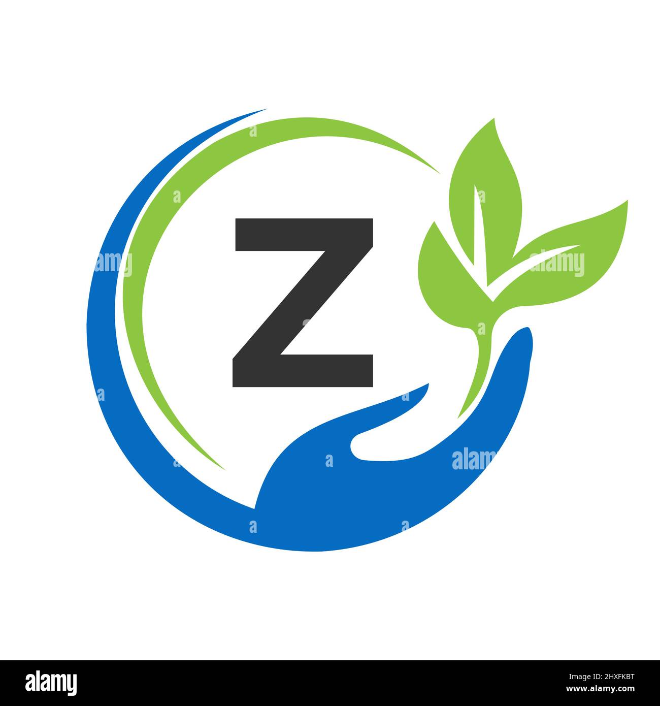 Consegna del logo lettera Z. Z Healthcare Care, Fondazione con simbolo della mano Illustrazione Vettoriale