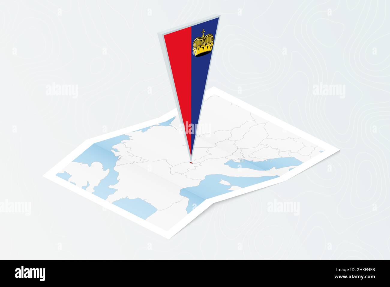 Mappa del liechtenstein con bandiera | Vettore Premium