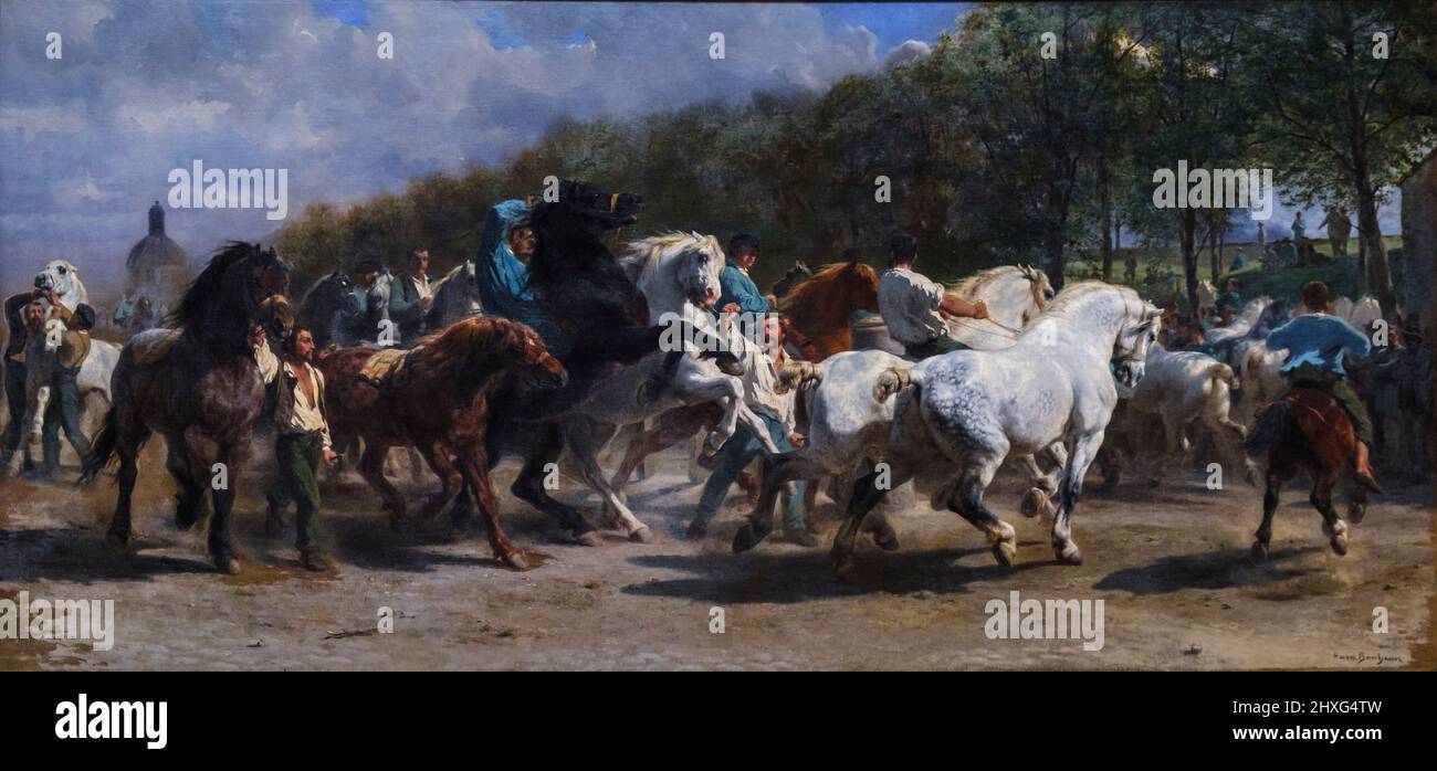 Rosa Bonheur, la Fiera del Cavallo, 1855, olio su tela, Galleria Nazionale, Londra, Inghilterra, Gran Bretagna. Foto Stock