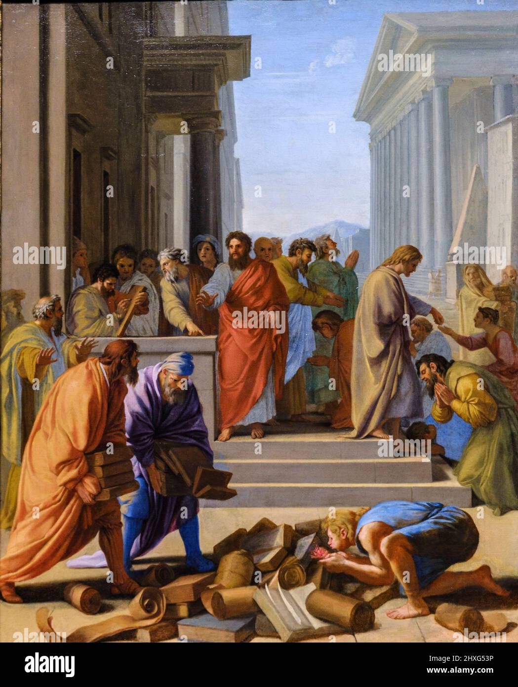 San Paolo predica a Efeso, Eustache le Sueur, 1649, olio su tela, Galleria Nazionale, Londra, Inghilterra, Gran Bretagna. Foto Stock