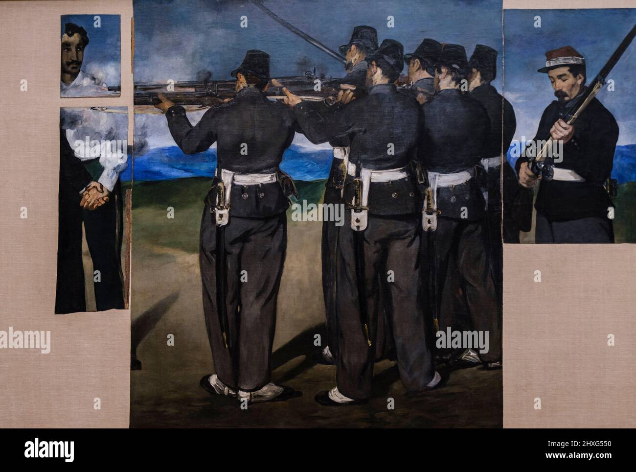 Edouard Manet, l'esecuzione di Massimiliano, intorno al 1867-8, olio su tela, National Gallery, Londra, Inghilterra, Gran Bretagna. Foto Stock