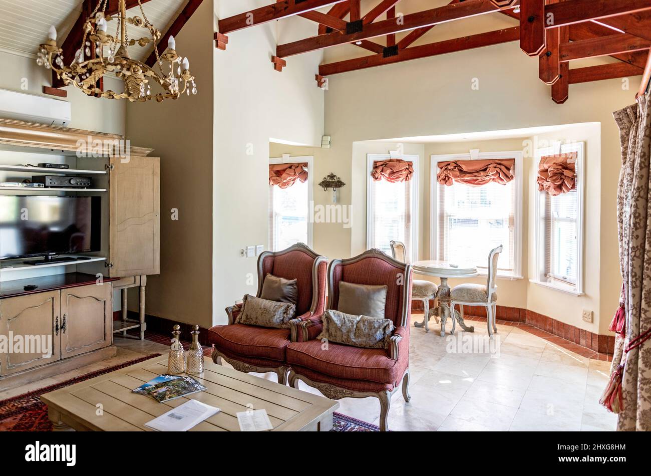 Una Suite in Franschhoek Country House e Ville Sud Africa Foto Stock