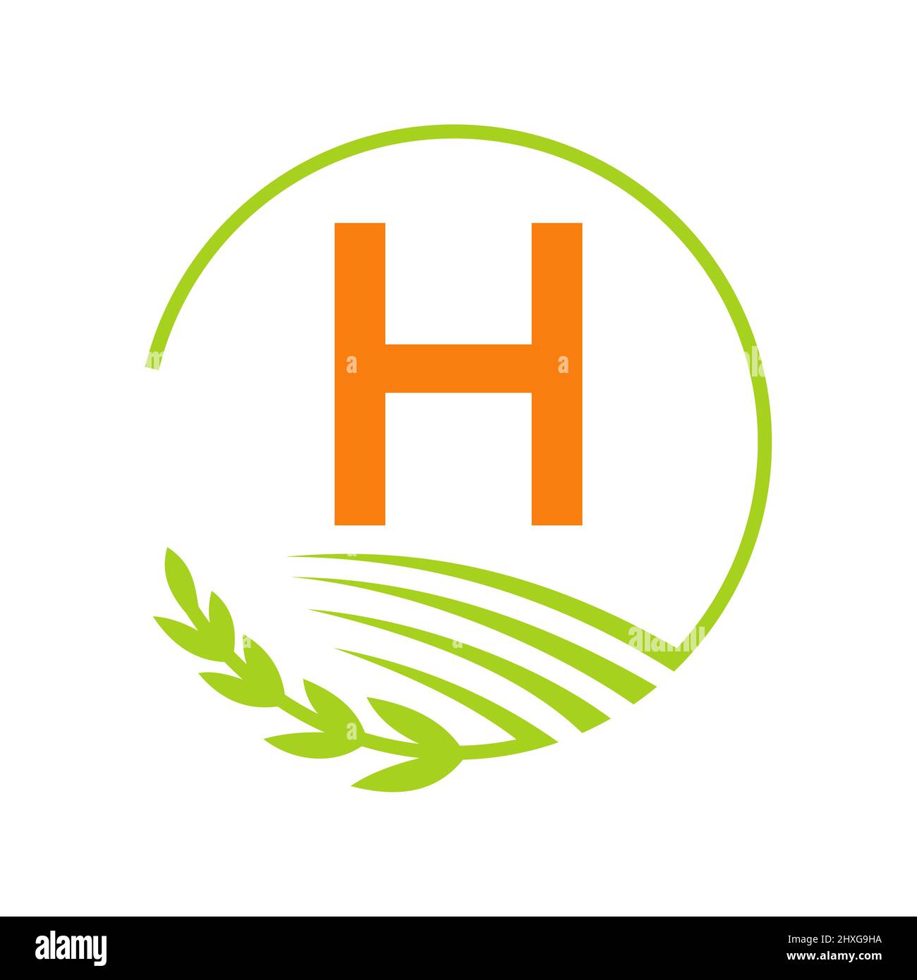 Logo Agriculture sul concetto di lettera H. Modello lettera H per il logo agricolo e agricolo Illustrazione Vettoriale