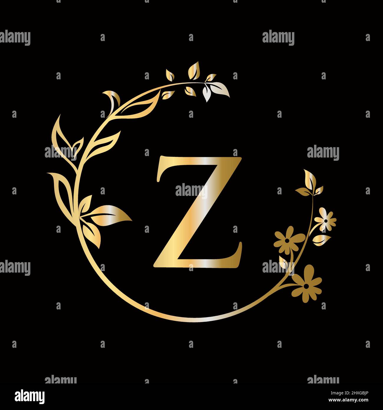 Lettera Z Beauty flower logo con concetto creativo per azienda, azienda, decorativo, fiore, bellezza, modello vettoriale premium spa Illustrazione Vettoriale