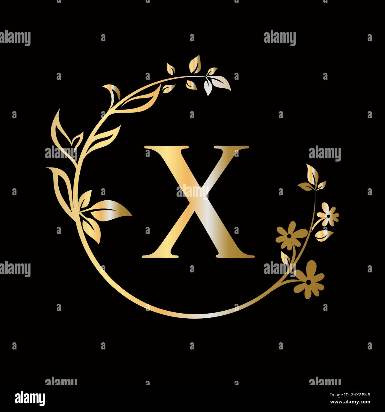 Lettera X Beauty flower logo con concetto creativo per azienda, affari, decorativo, fiore, bellezza, modello vettoriale premium spa Illustrazione Vettoriale