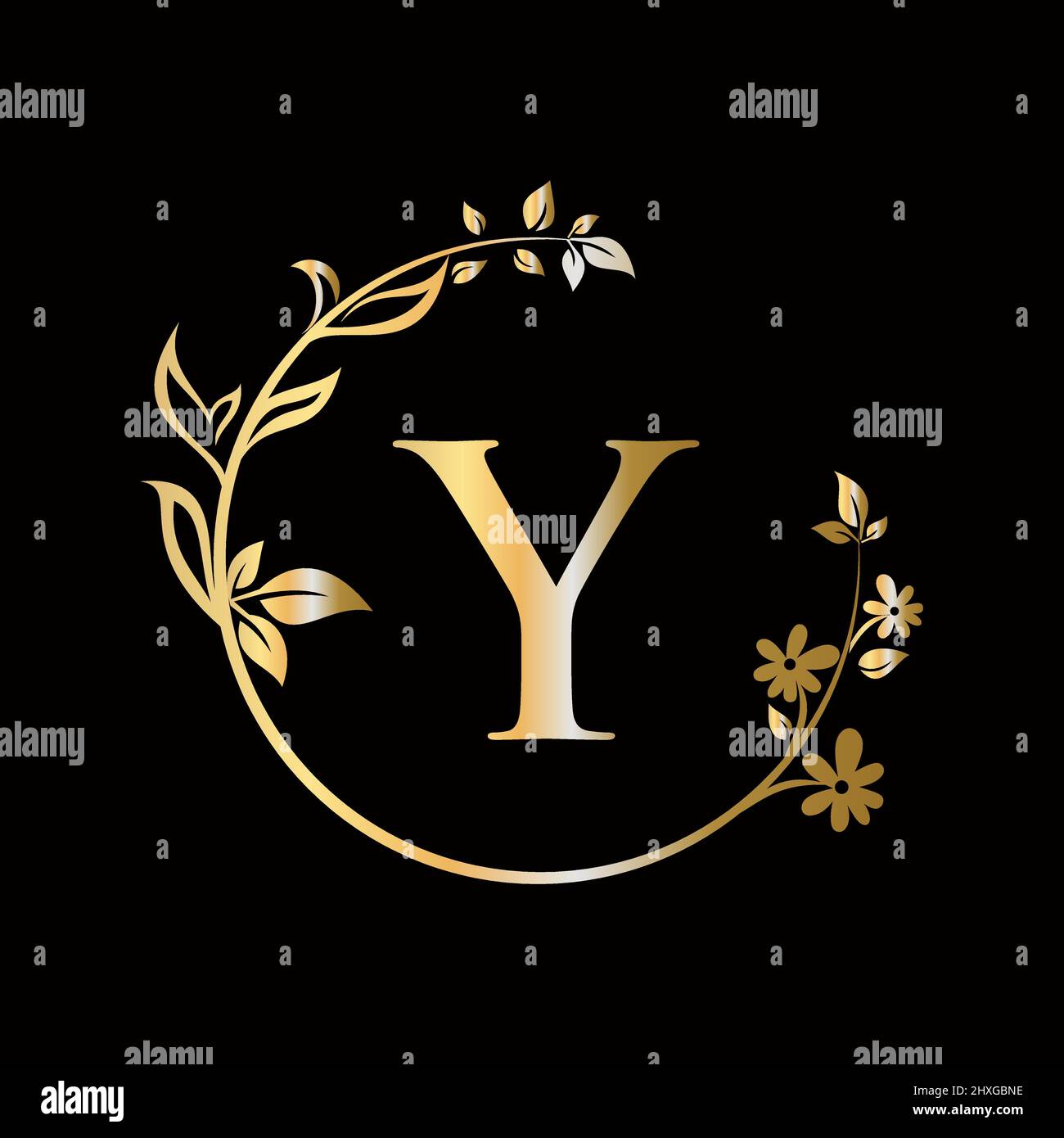 Lettera Y Beauty fiore logo con concetto creativo per azienda, affari, decorativo, fiore, bellezza, modello vettoriale premium spa Illustrazione Vettoriale