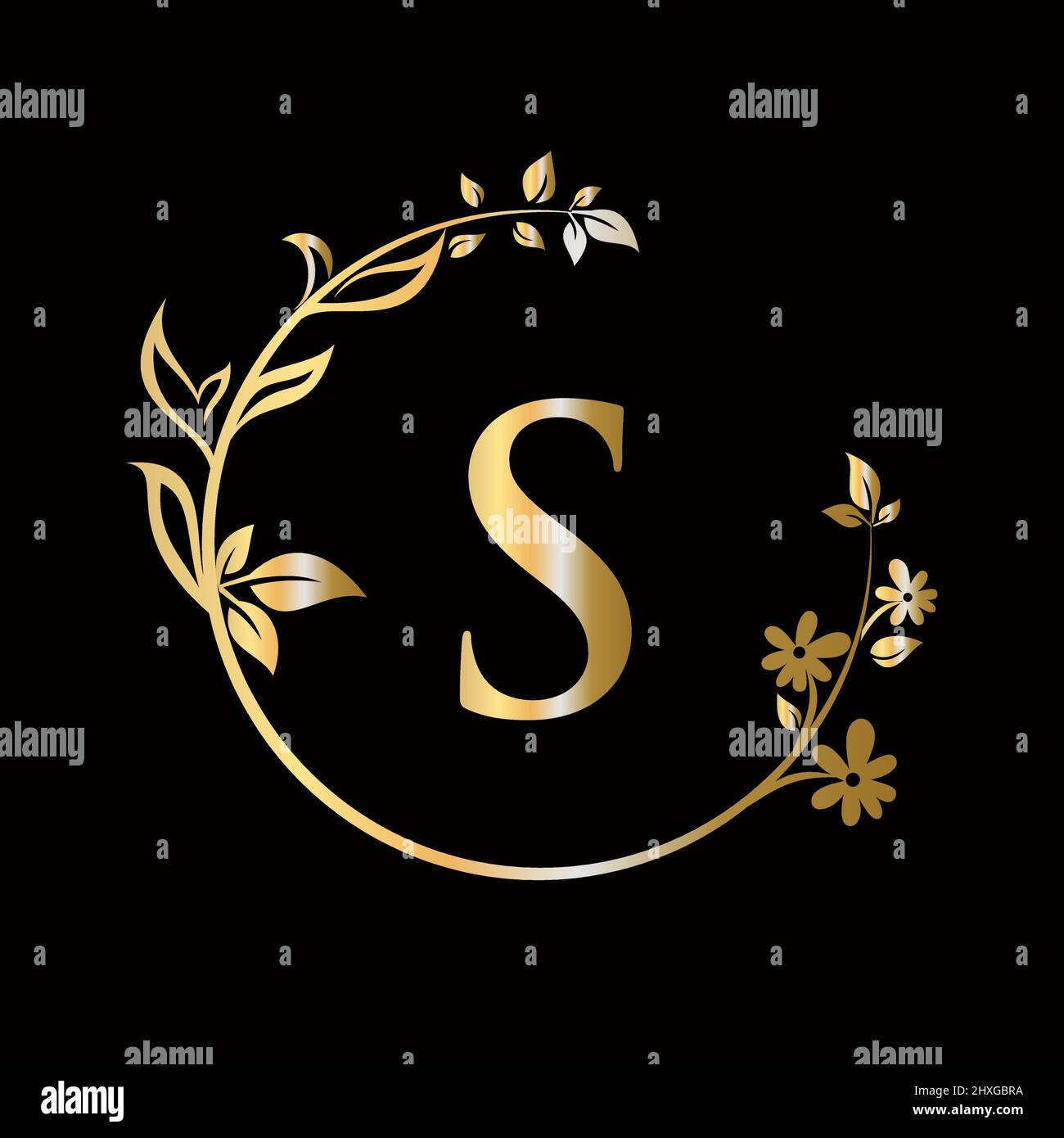 Lettera S Beauty flower logo con concetto creativo per azienda, azienda, decorativo, fiore, bellezza, modello vettoriale premium spa Illustrazione Vettoriale