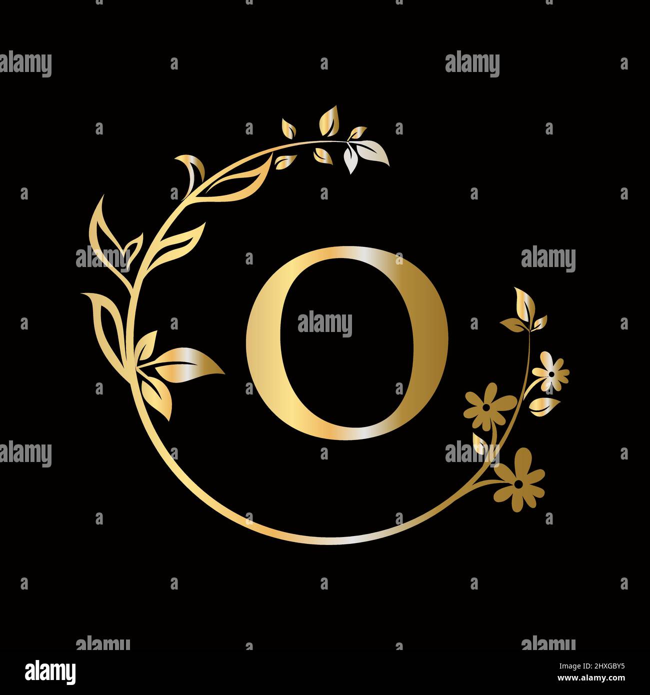 Lettera o Beauty fiore logo con concetto creativo per azienda, affari, decorativo, fiore, bellezza, modello vettoriale premium spa Illustrazione Vettoriale