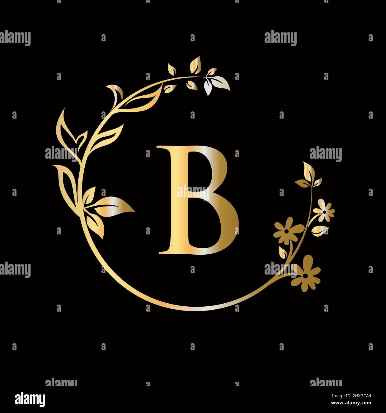 Lettera B Beauty flower logo con concetto creativo per azienda, azienda, decorativo, fiore, bellezza, modello vettoriale premium spa Illustrazione Vettoriale