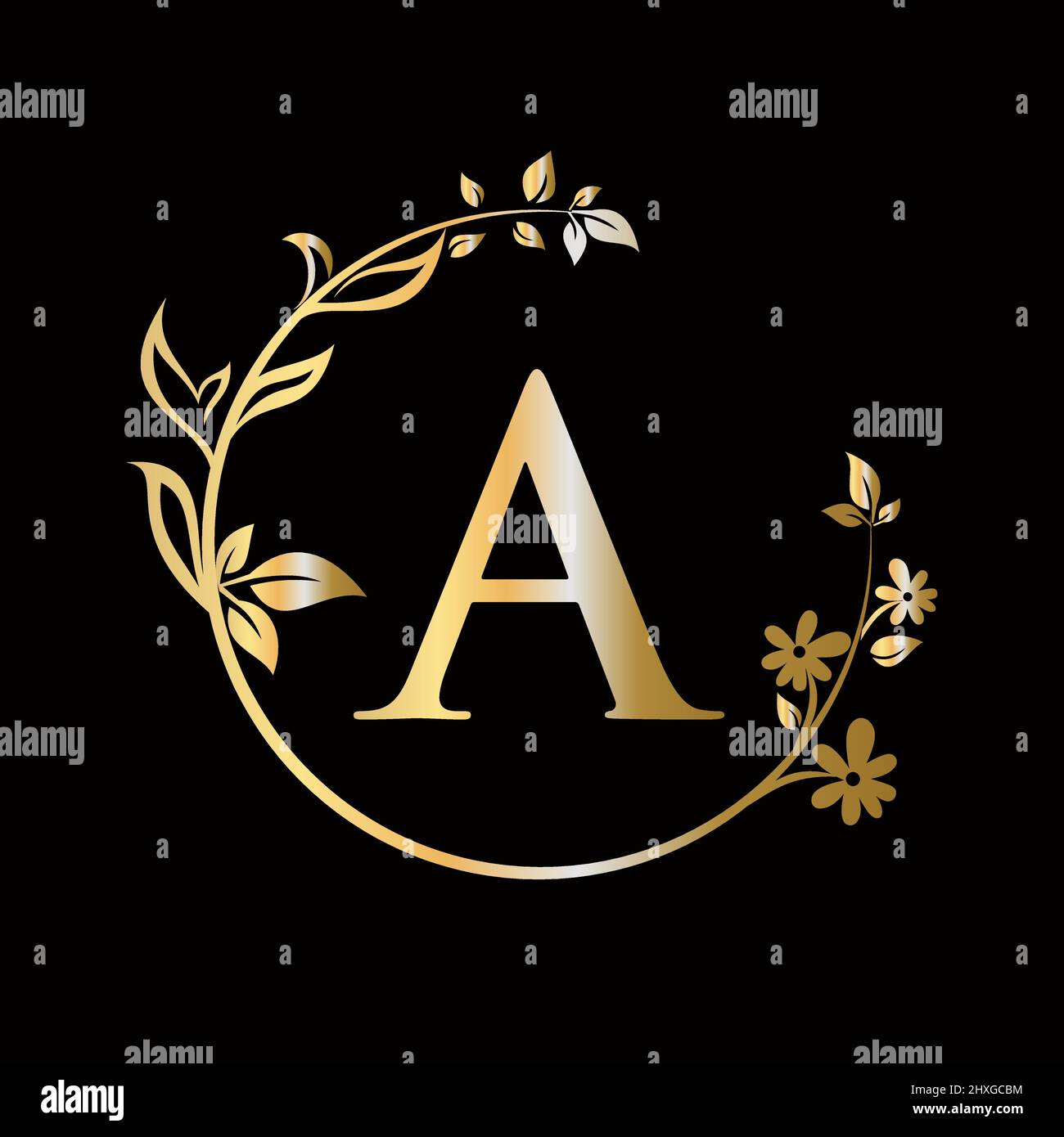 Lettera A Beauty flower logo con concetto creativo per azienda, affari, decorativo, fiore, bellezza, modello vettoriale premium spa Illustrazione Vettoriale