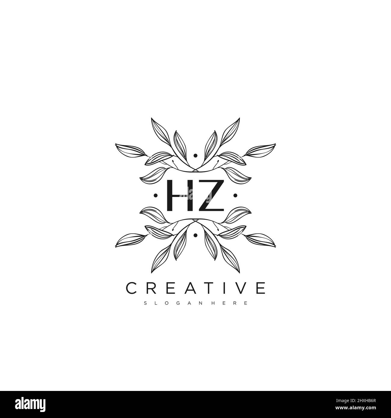 HZ Initial Letter Flower Logo Template vettore premium Illustrazione Vettoriale