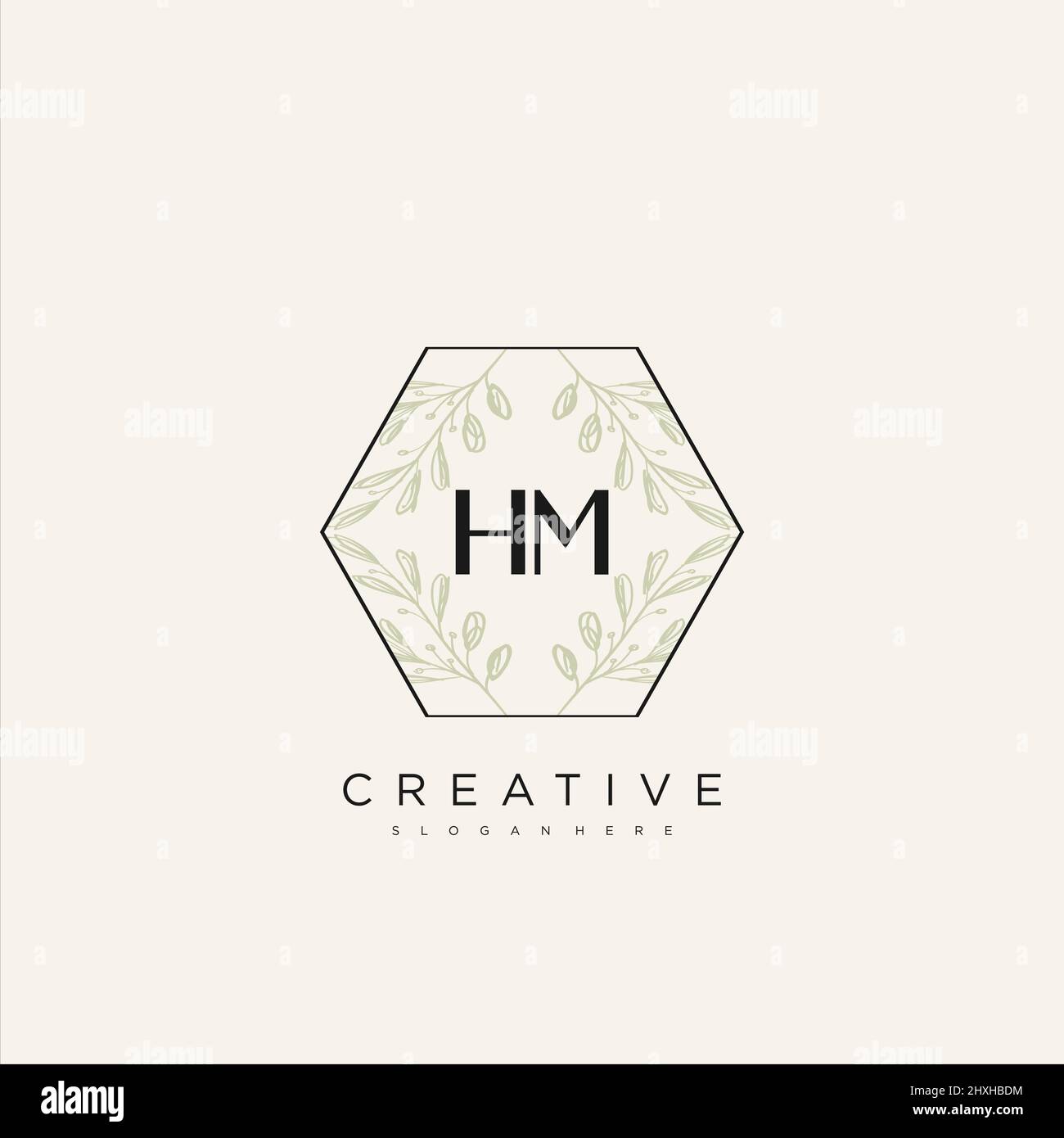 HM Initial Letter Flower Logo Template vettore premium Illustrazione Vettoriale