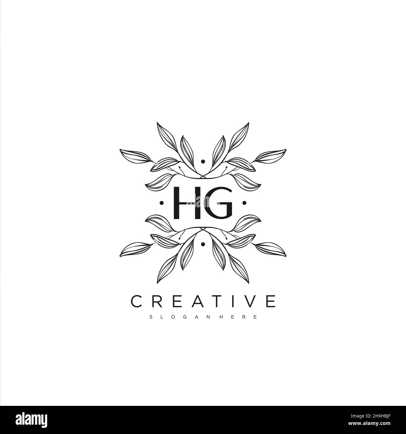 HG Initial Letter Flower Logo Template vettore premium Illustrazione Vettoriale