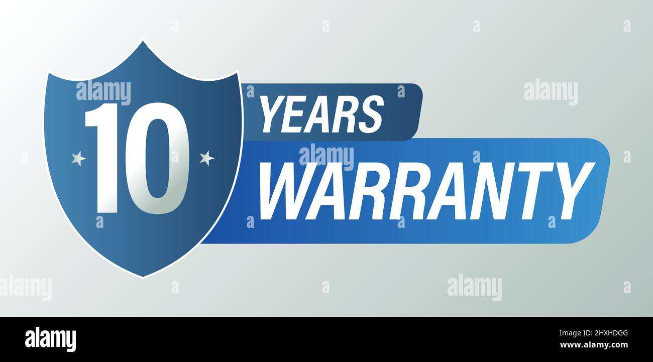 icona vettoriale di garanzia di dieci anni. colore blu. Illustrazione Vettoriale