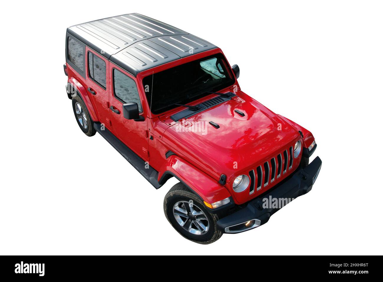 Rosso moderno offroad auto isometrica vista frontale isolato Foto Stock