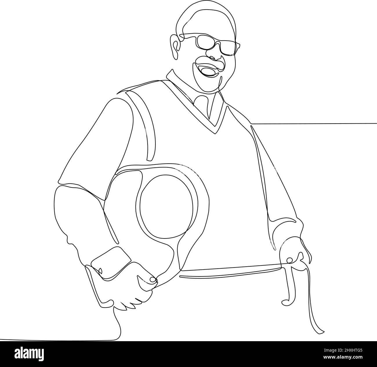 Concetto di contorno minimo dell'uomo che detiene una scala Illustrazione Vettoriale