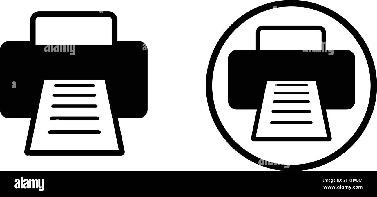 Serie di icone della stampante. Stampa e copia. Vettore modificabile. Illustrazione Vettoriale