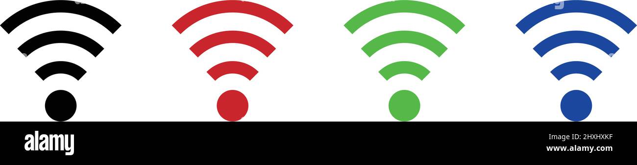 Colorato wifi e set di icone delle onde radio. Vettore modificabile. Illustrazione Vettoriale