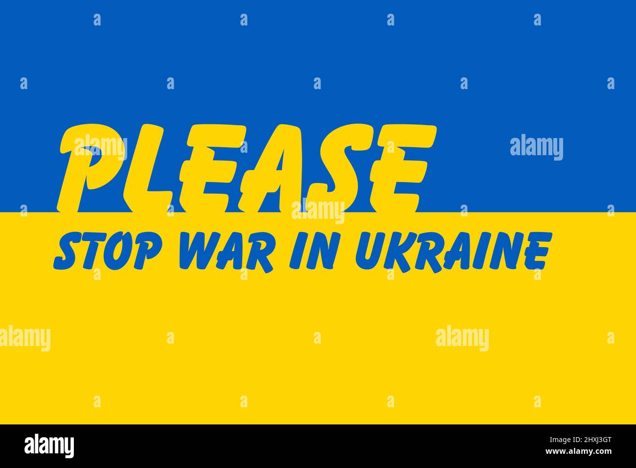 Fermare la guerra in Ucraina, vettore che attingono alla bandiera Ucraina. Vettore bandiera ucraina in dimensioni e colori originali con stop alla guerra in caratteri ucraini Illustrazione Vettoriale