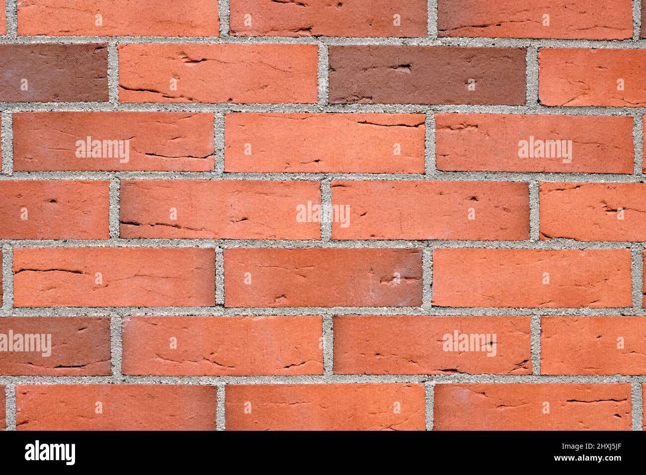 Sfondo da un nuovo muro di mattoni rossi Foto Stock