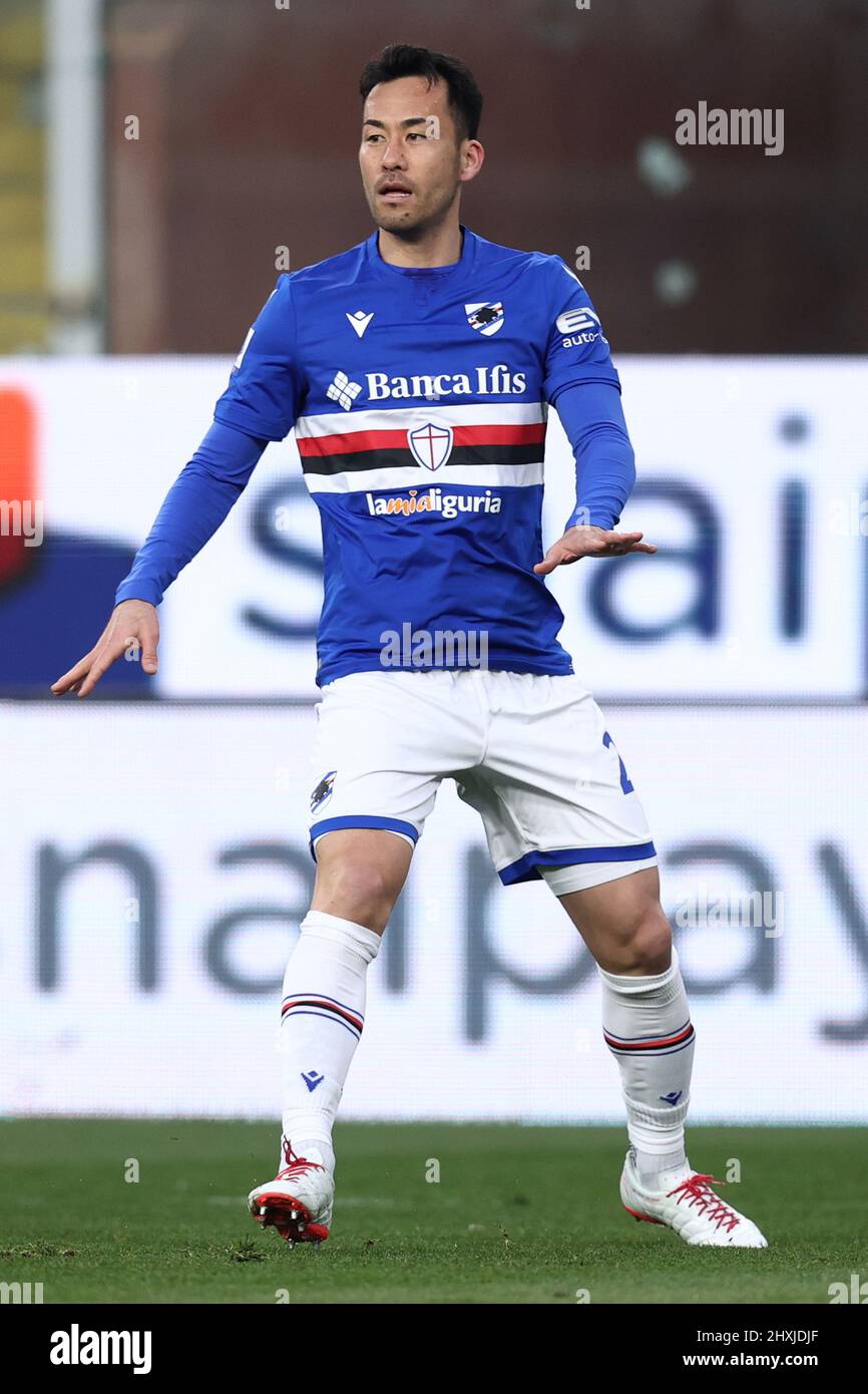 Maya Yoshida (UC Sampdoria) gesticola durante UC Sampdoria vs Juventus FC, partita di calcio italiana a Genova, marzo 12 2022 Foto Stock