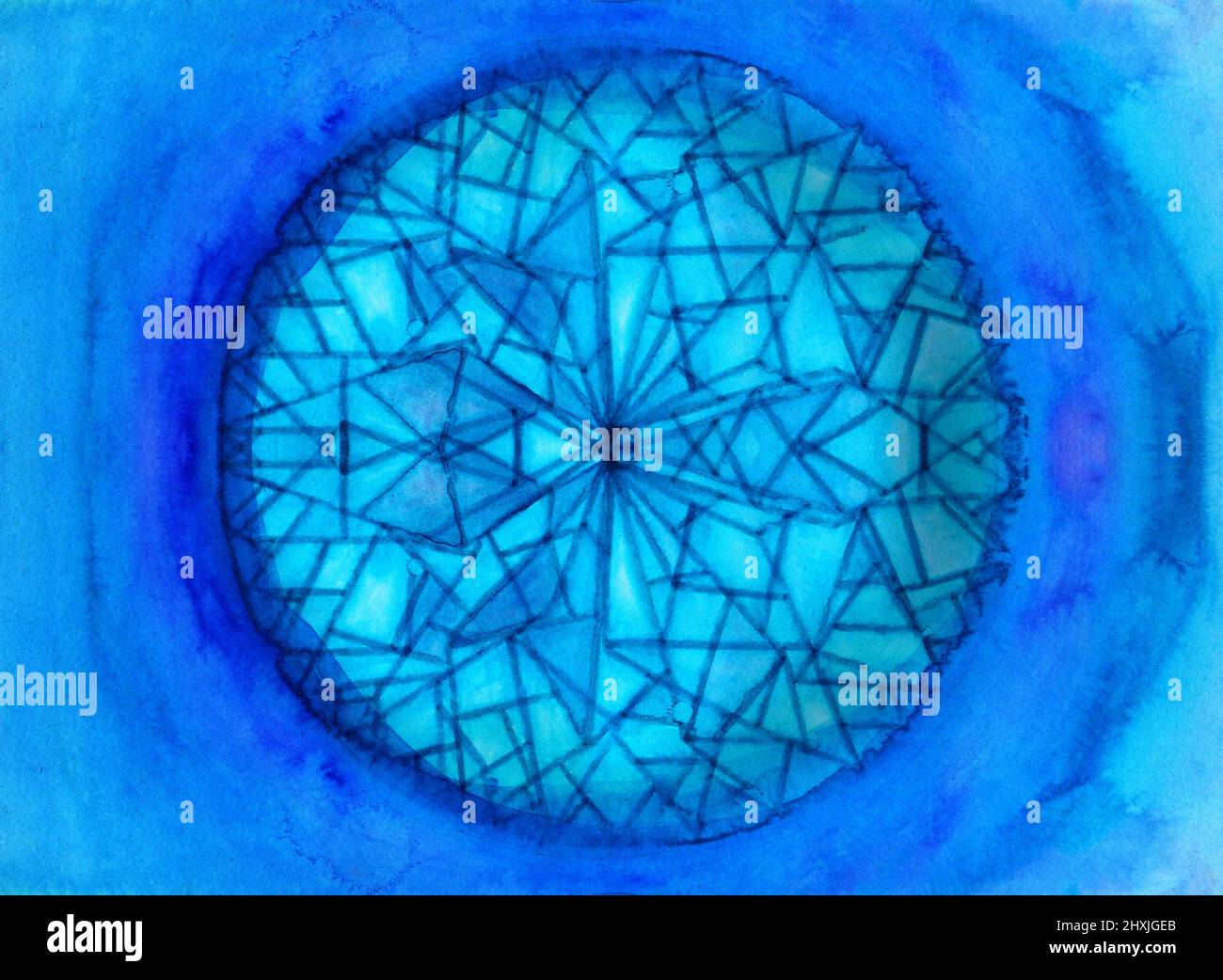 Astratto acquerello luminoso disegno dipinto a mano. Design Mandala. Foto Stock