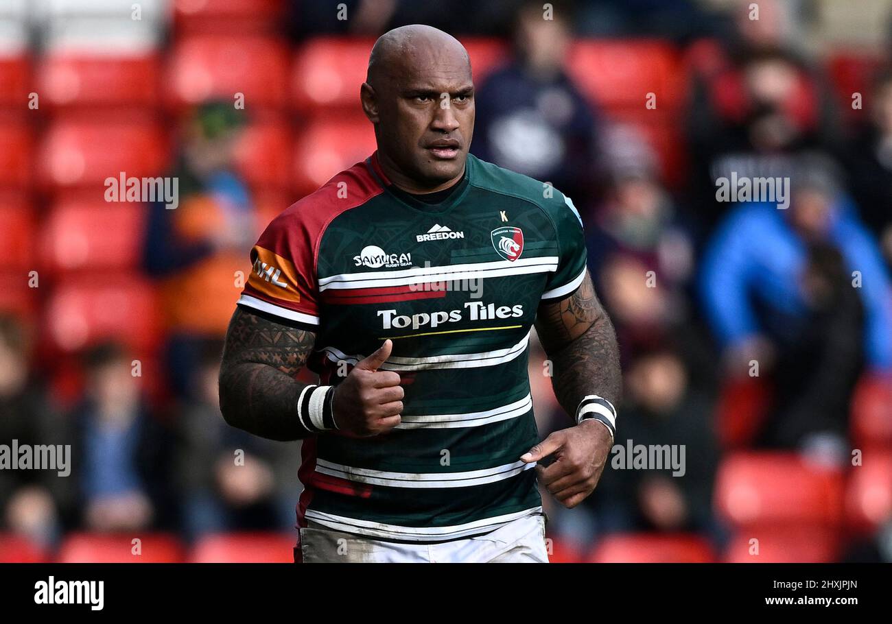 Leicester. Regno Unito. 12 marzo 2022. Premiership Rugby. Leicester Tigers V Londra Irlandese. Stadio Mattioli Woods Welford Road. Leicester. Nemani Nadolo (Leicester Tigers) durante la partita di rugby Leicester Tigers V London Irish Premiership. Foto Stock