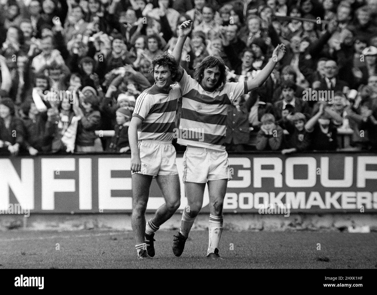 QPR / Sunderland League Match a Loftus Road Ottobre 1976. Punteggio finale: Queens Park Rangers 2-0 Sunderland *** Local Caption *** Queens Park Ranger's Foto Stock