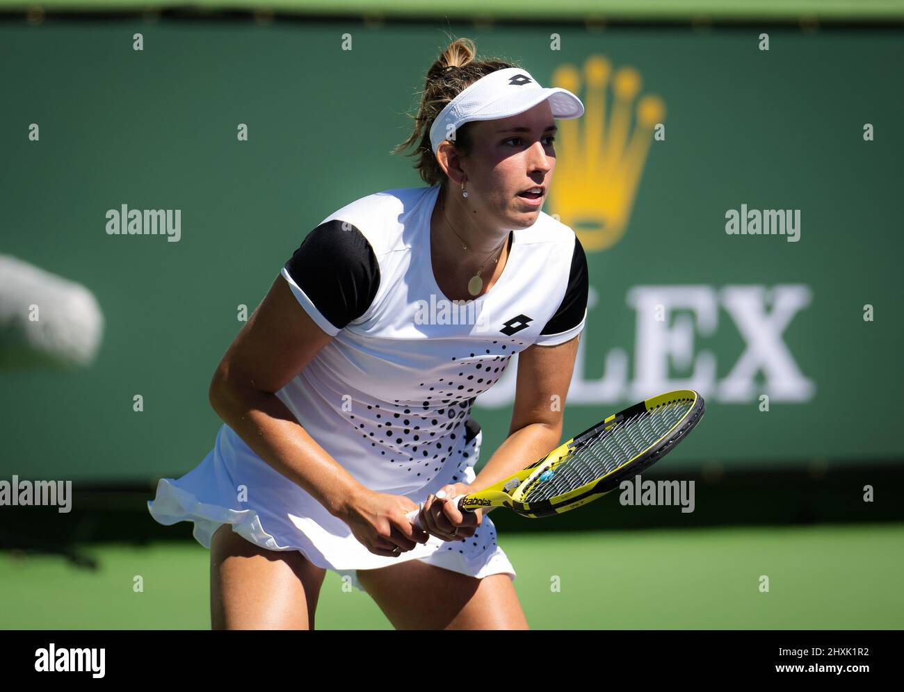 Elise Mertens del Belgio in azione contro Marta Kostyuk dell'Ucraina durante il secondo round del 2022 BNP Paribas Open, WTA 1000 torneo di tennis il 12 marzo 2022 presso l'Indian Wells Tennis Garden di Indian Wells, USA - Foto: Rob Prange/DPPI/LiveMedia Foto Stock