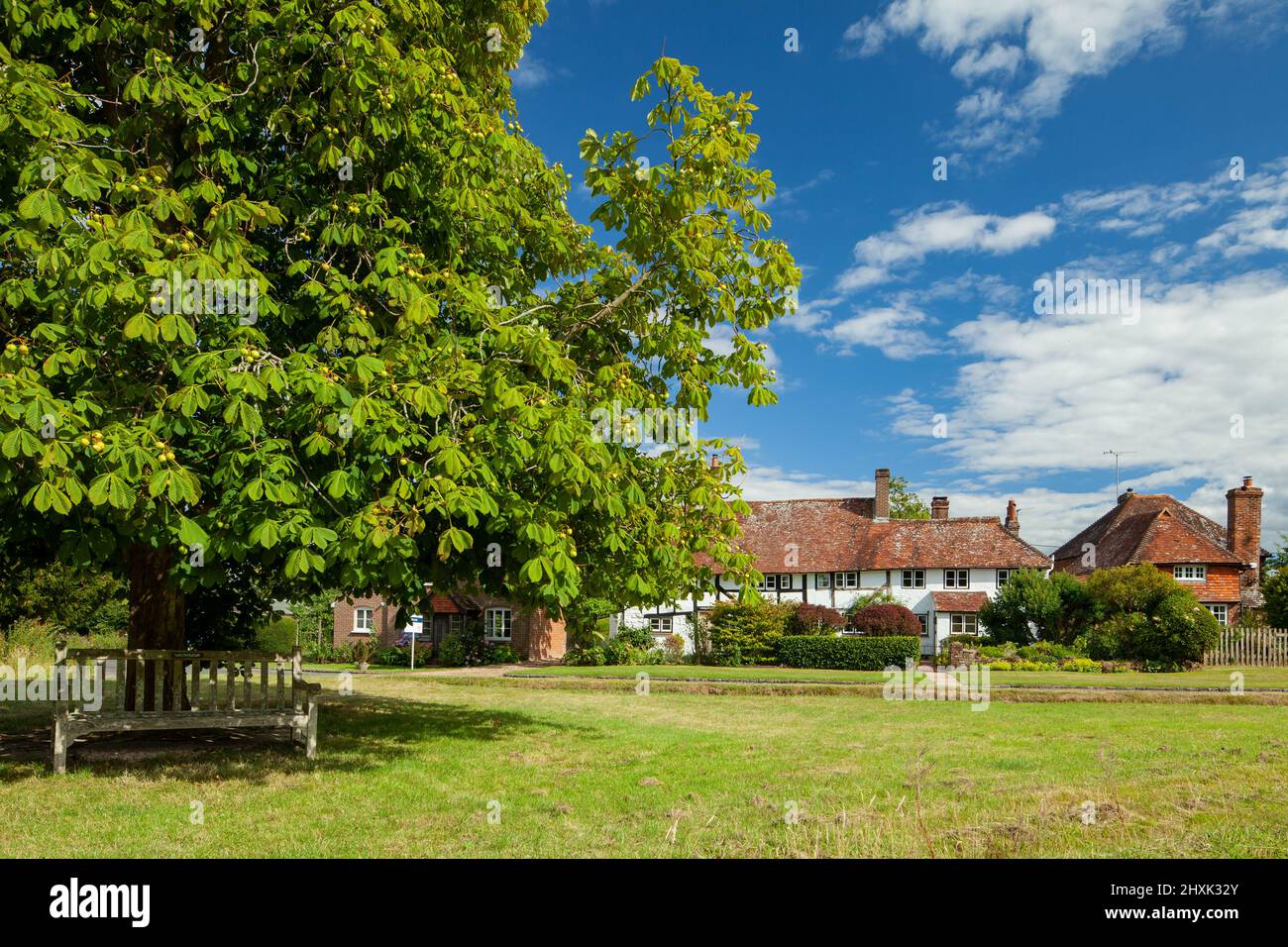 Pomeriggio di luglio a Lurgashall villaggio verde nel Sussex occidentale, Inghilterra. Foto Stock