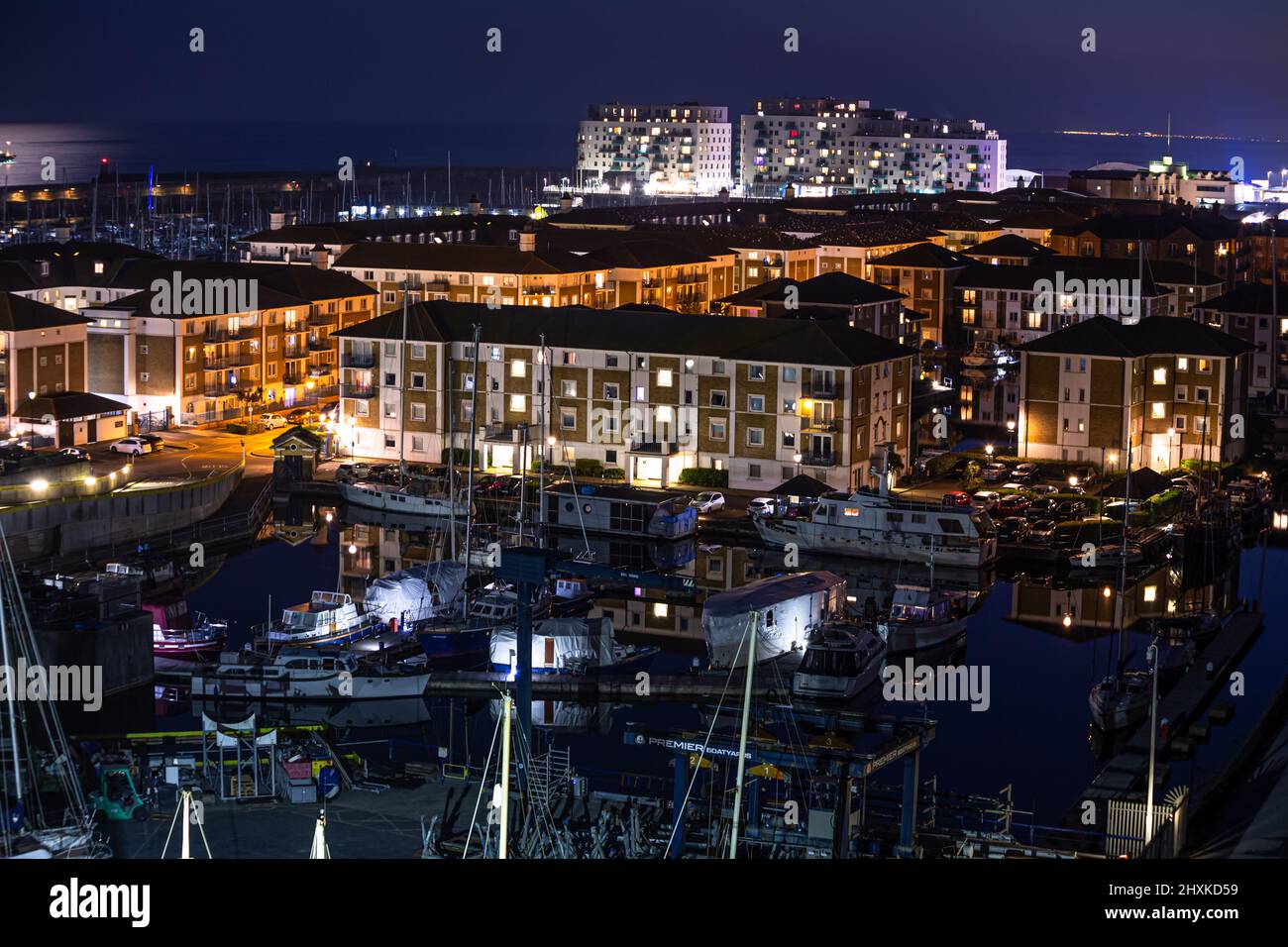 Brighton Marina di notte Inghilterra Europa Foto Stock
