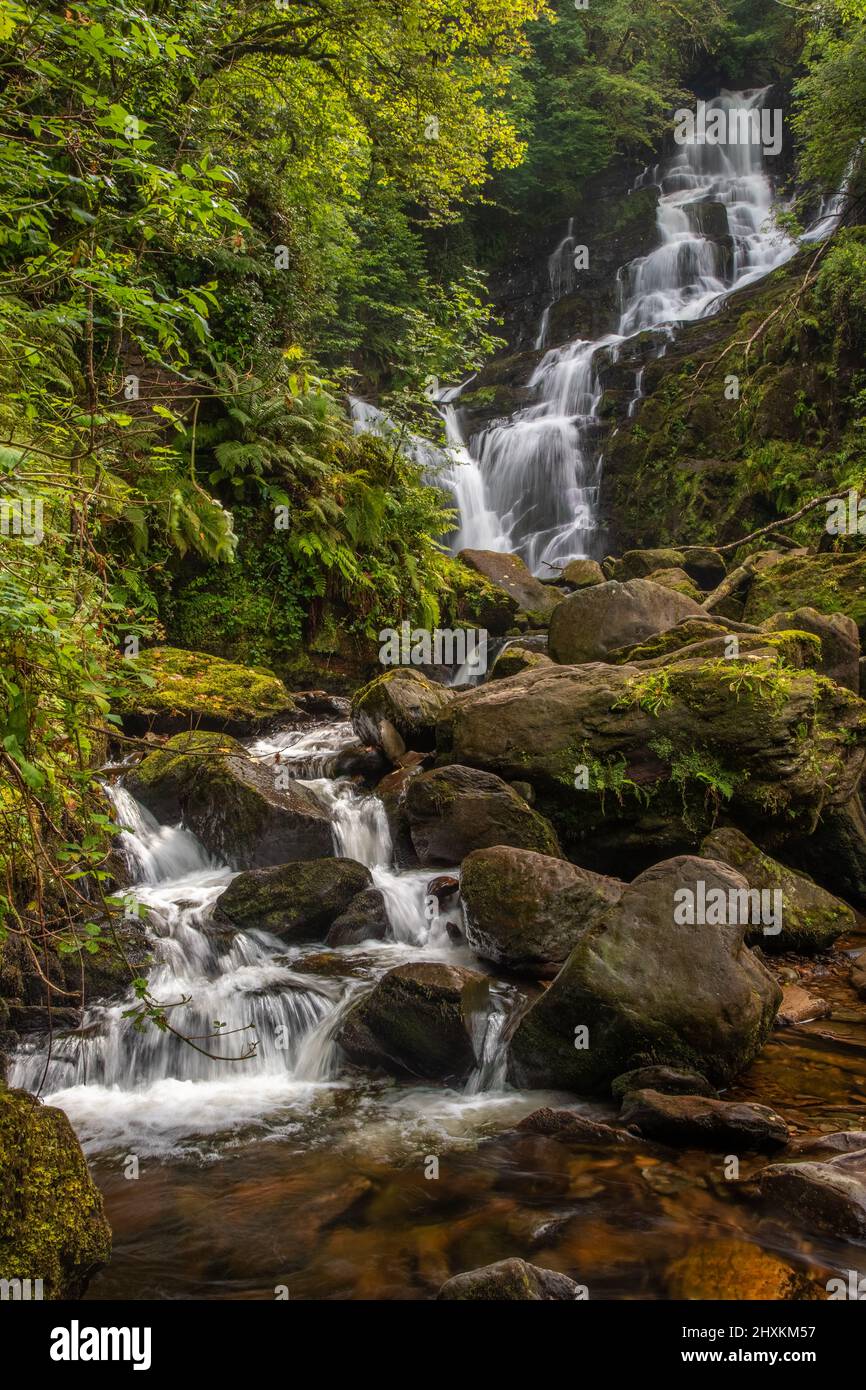 Cascata di Torc nel Killarney National Park, County Kerry, Irlanda Foto Stock