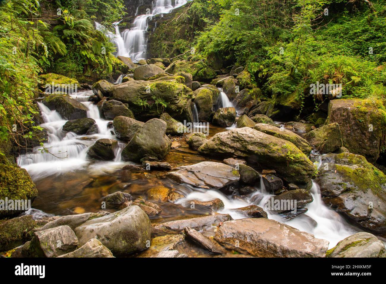 Cascata di Torc nel Killarney National Park, County Kerry, Irlanda Foto Stock