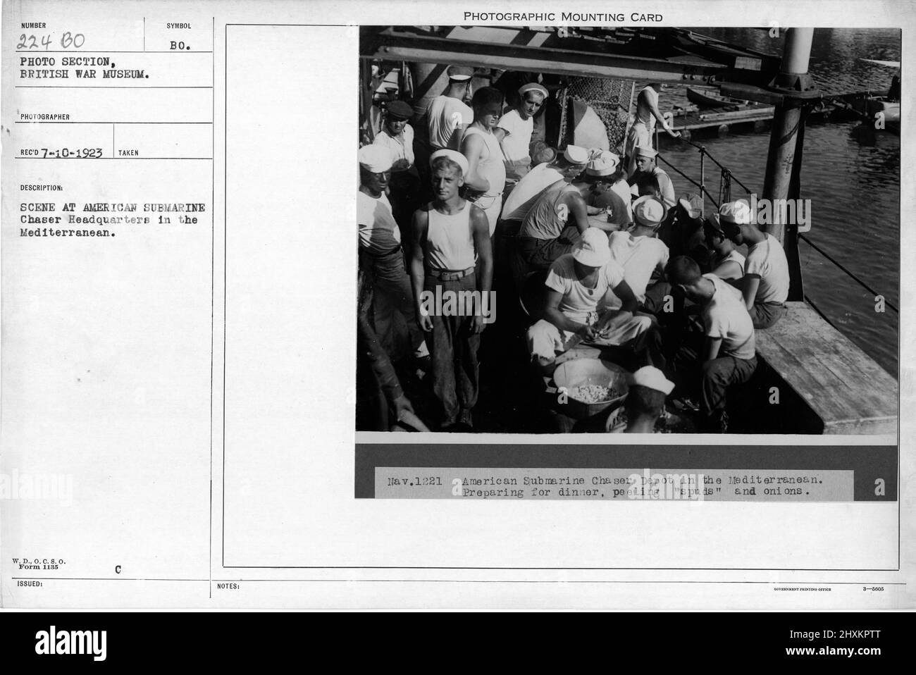 Scena al Chaser sottomarino americano sede nel Mediterraneo. Collezione di fotografie della prima Guerra Mondiale, 1914-1918 che raffigurano le attività militari delle forze armate britanniche e di altre nazioni e del personale durante la prima Guerra Mondiale Foto Stock