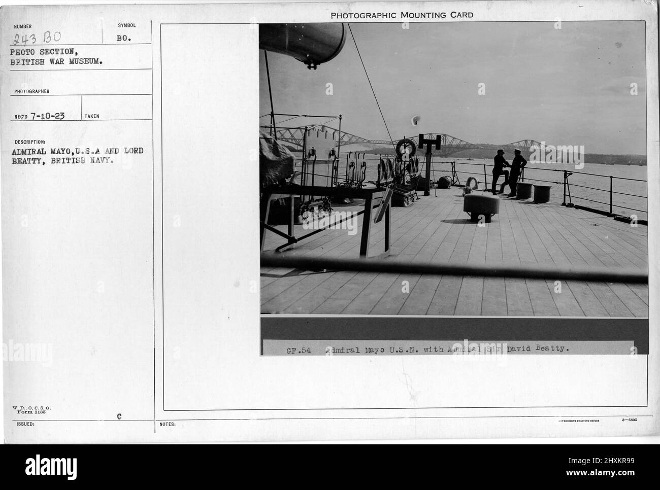 L'ammiraglio Mayo, U.S.N., e Lord Beatty, British Navy. Collezione di fotografie della prima Guerra Mondiale, 1914-1918 che raffigurano le attività militari delle forze armate britanniche e di altre nazioni e del personale durante la prima Guerra Mondiale Foto Stock