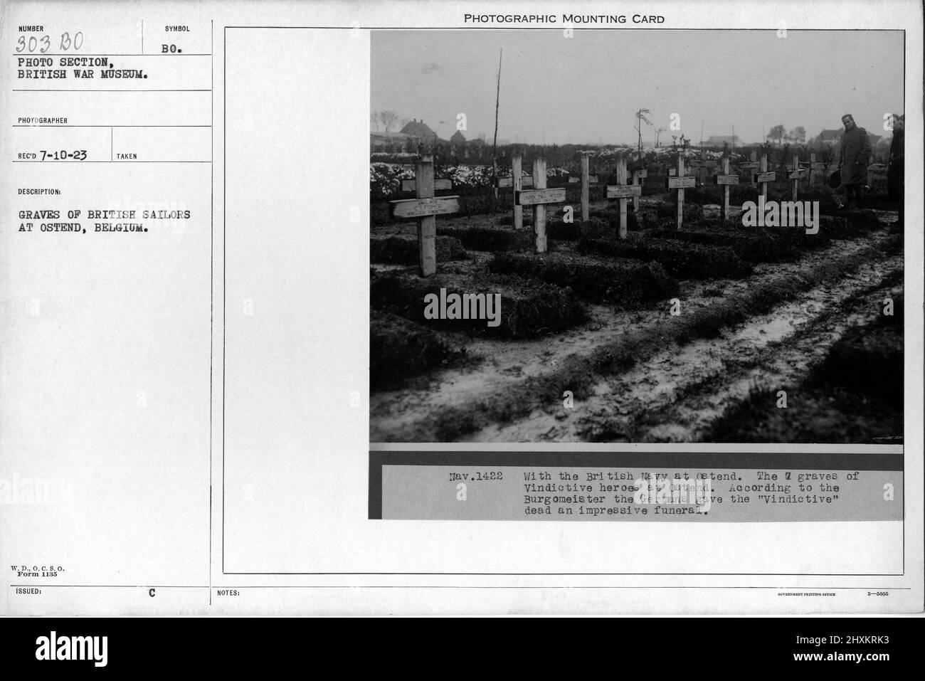 Tombe di marinai britannici a Ostenda, Belgio. Collezione di fotografie della prima Guerra Mondiale, 1914-1918 che raffigurano le attività militari delle forze armate britanniche e di altre nazioni e del personale durante la prima Guerra Mondiale Foto Stock