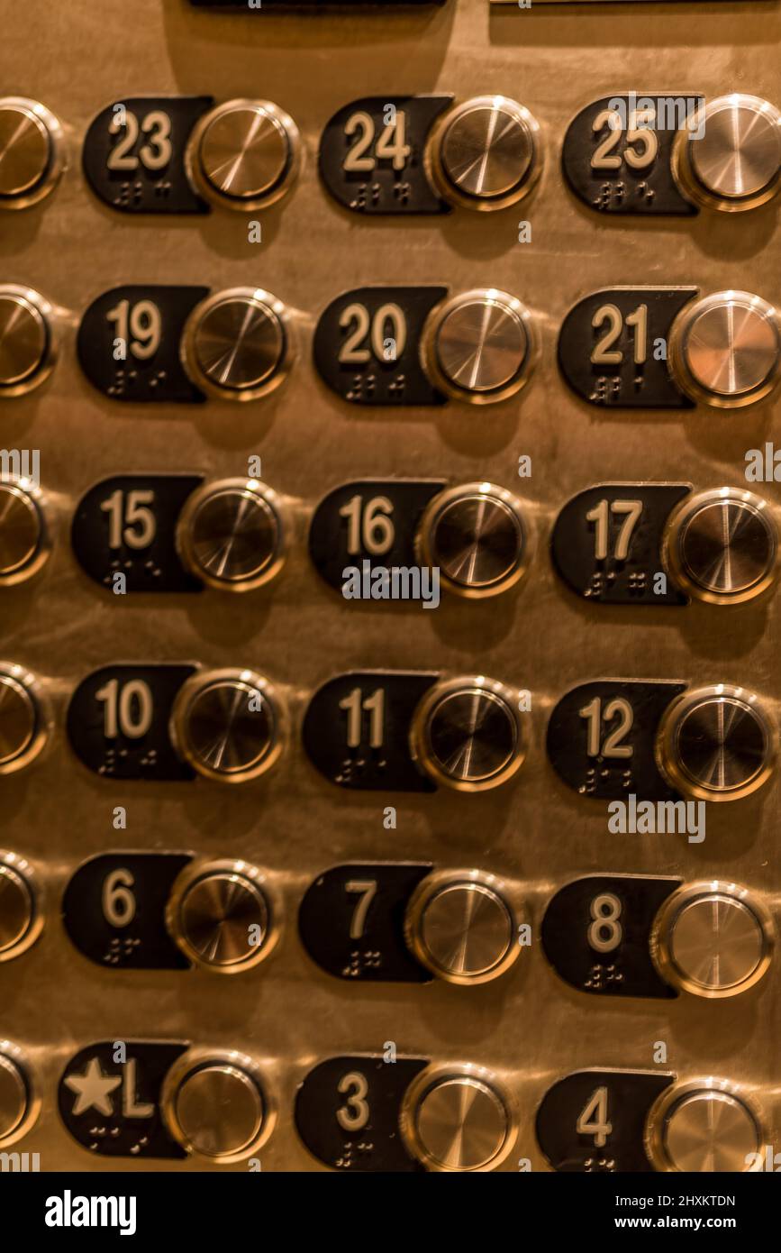 Interno dell'ascensore di un hotel di lusso Foto Stock