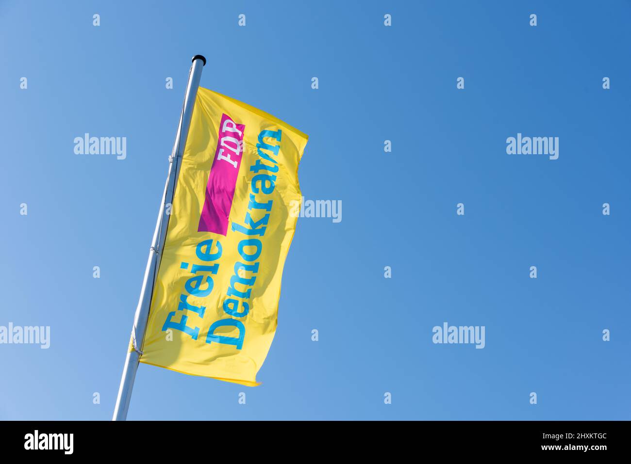 Neumünster, Germania 13. März 2022, Landesparteitag der FDP Schleswig-Holstein, die Delegierten beschließen das Programm für die kommende Landtag Foto Stock