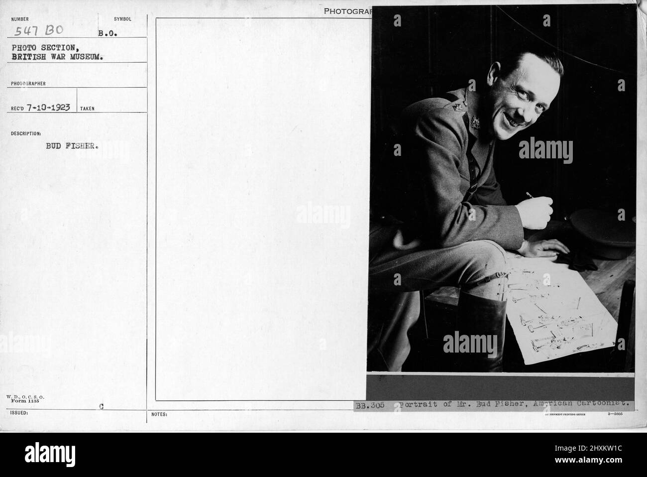 BUD Fisher. Collezione di fotografie della prima Guerra Mondiale, 1914-1918 che raffigurano le attività militari delle forze armate britanniche e di altre nazioni e del personale durante la prima Guerra Mondiale Foto Stock