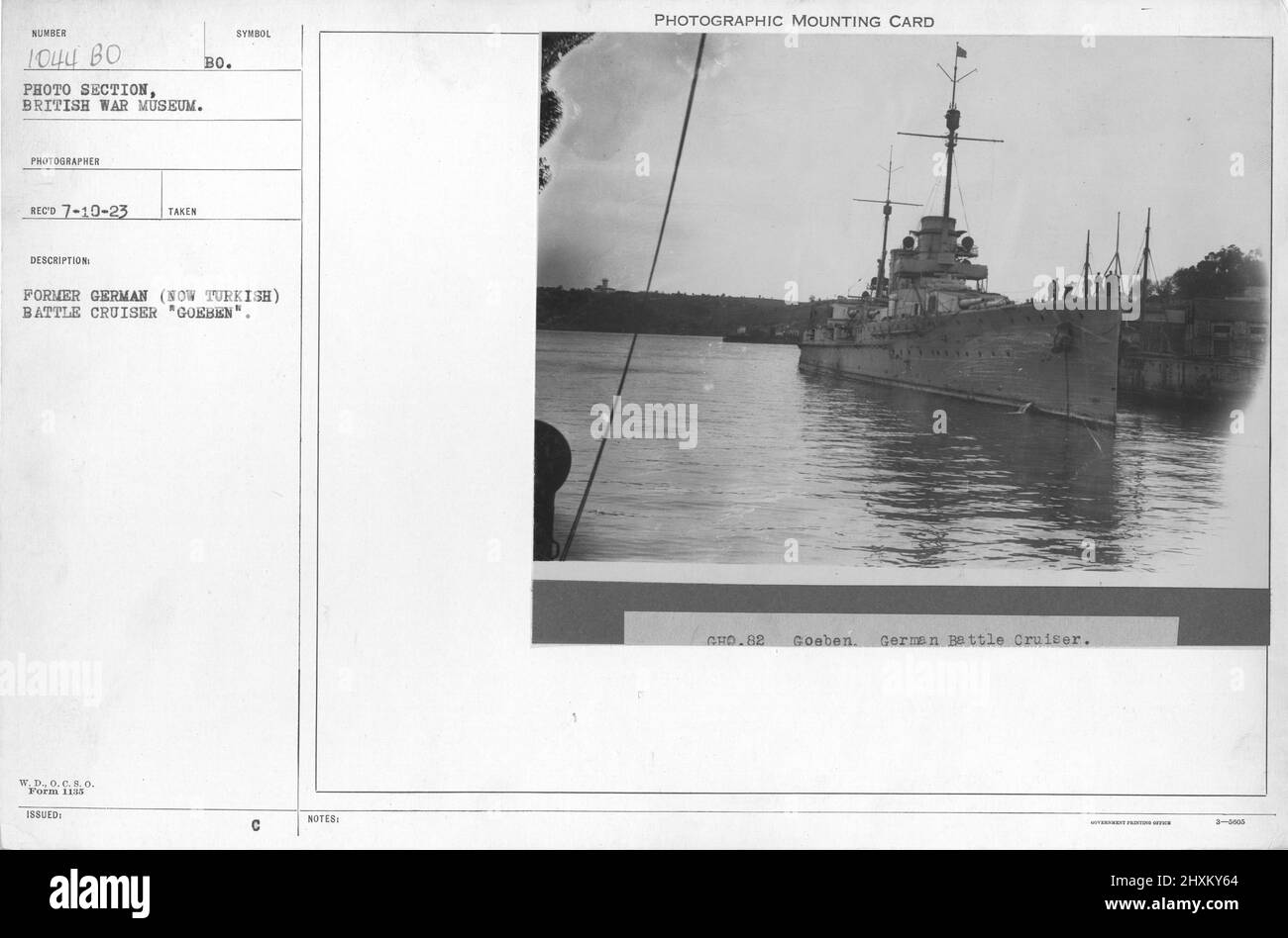 Ex tedesco (ora turco) battaglia Cruiser 'Goeben' Collezione di fotografie della prima Guerra Mondiale, 1914-1918 che raffigurano le attività militari di forze armate britanniche e di altre nazioni e del personale durante la prima Guerra Mondiale Foto Stock