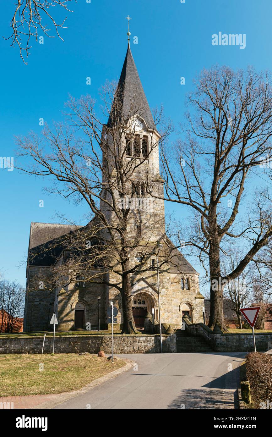 Chiesa protestante da Petershagen-Frille. Costruito nel 1910-1911. Foto Stock
