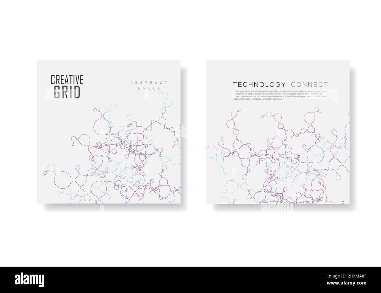 Due modelli vettoriali per la copertina della brochure in formato A4. Sfondo poligonale con punti e linee di connessione Illustrazione Vettoriale