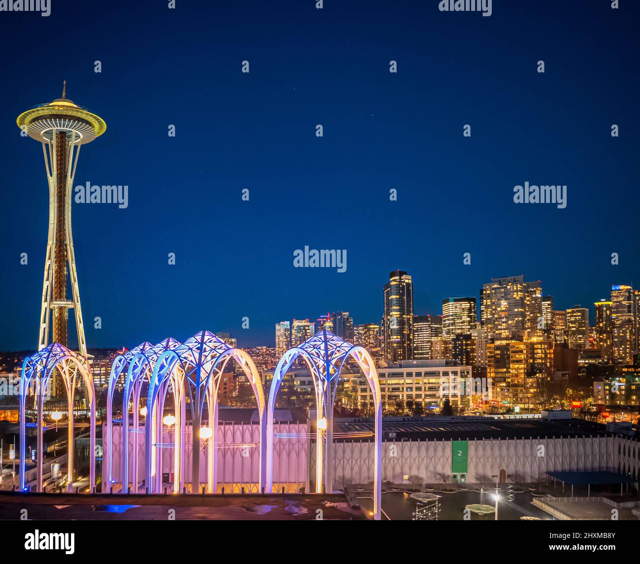 Seattle Center è un centro artistico, educativo, turistico e di intrattenimento a Seattle, Washington, Stati Uniti. Su una superficie di 74 acri, era o Foto Stock