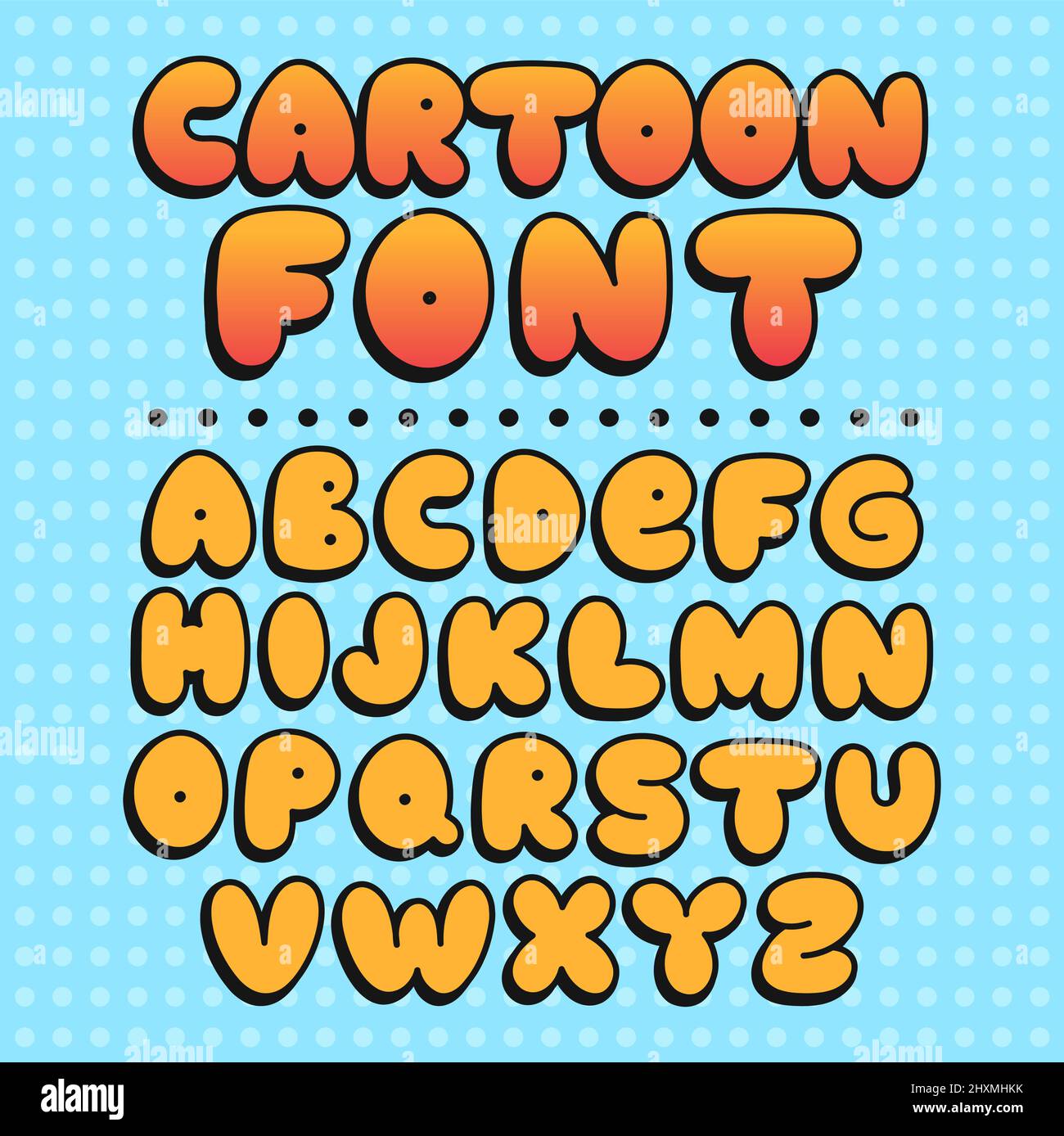 Divertente carattere cartoon. Lettere di illustrazione della linea del doodle del vettore. Alfabeto trendy, fumetto cartone animato concetto abc Illustrazione Vettoriale